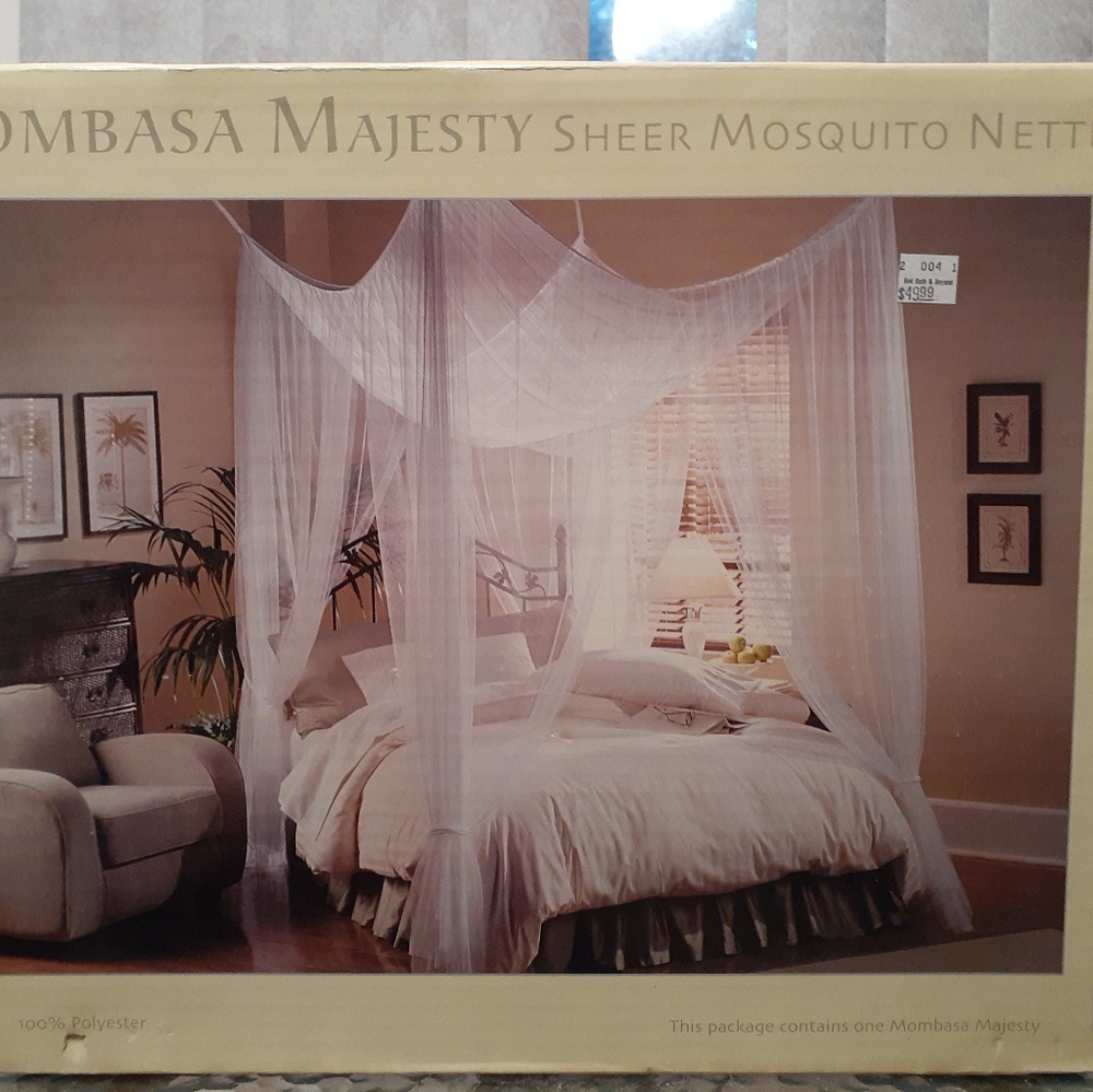 Sheer mosquito netting canopy.